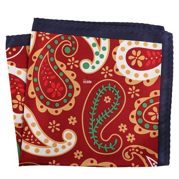 Cashew Flower & Polka Dot Men's Pocket Square Handkerchief