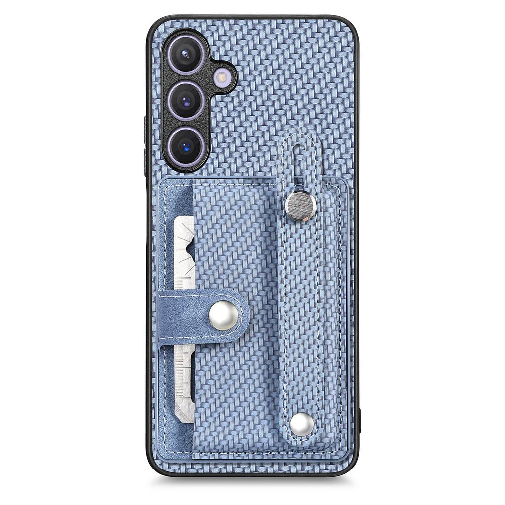 For Samsung Galaxy S25+ Case Carbon Fiber Texture Leather Phone Back Cover with Card Holder