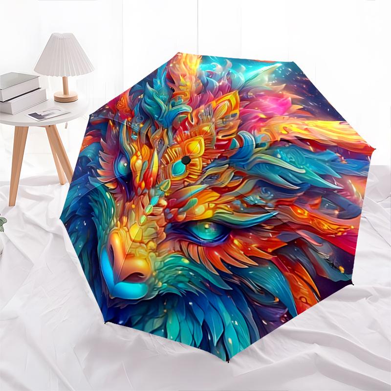 1pc Colorful Dragon Head Automatic Opening Folding Umbrella with 8-Bone Iron Frame - Perfect for Outdoor Use, Festive Gifts, Travel, Daily Use.R0