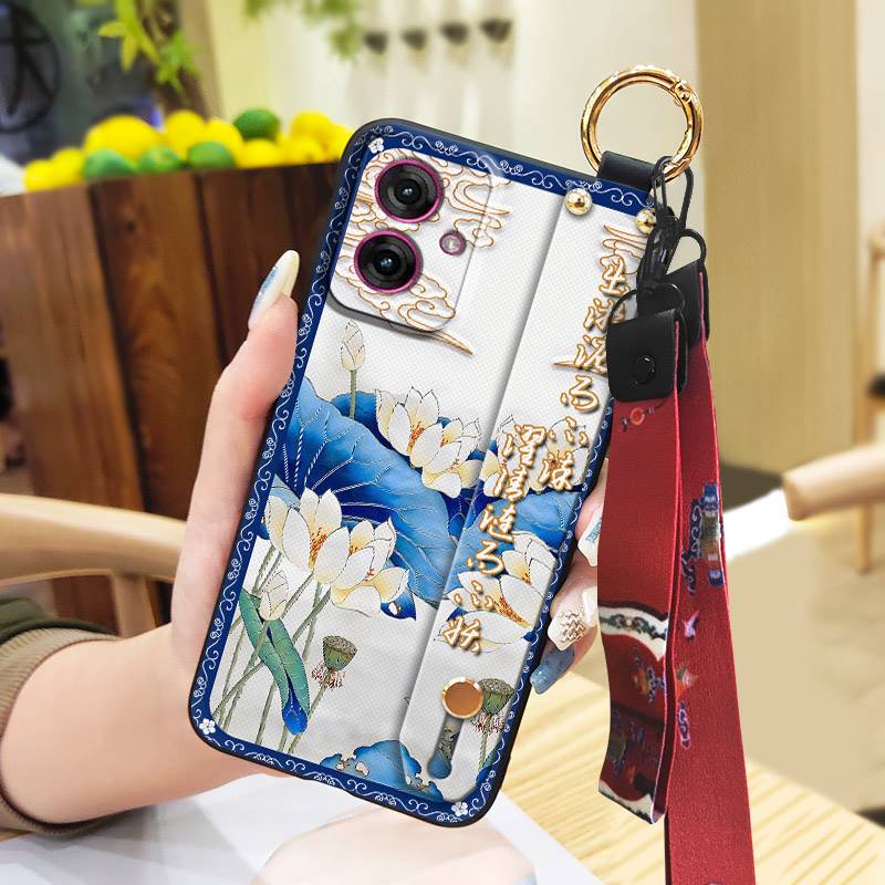 Ring Shockproof Phone Case For MOTO G55 5G Waterproof Phone Holder Silicone Protective Kickstand Anti-knock Wristband