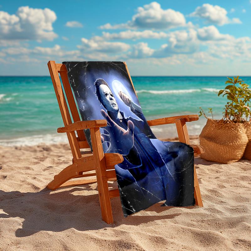 1Pc Halloween Horror Icon Beach Towel Quick Dry Multiuse For Beach Pool Gym Yoga Home Travel Christmas Halloween Xmas Gift L1344