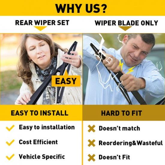 Rear Arm Windshield Wiper Blade Set Replacement For 2013-2018 Hyundai Santa Fe