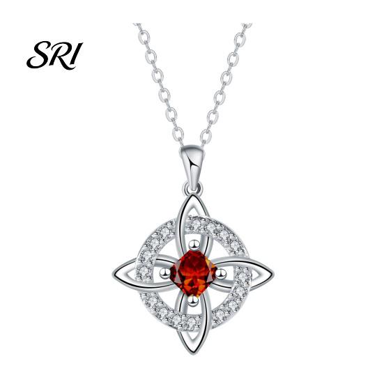 Witch Knot Necklace Celtic Witches Birthstone Sparkling Symbol Birth Month Stone Wiccan Spiritual Jewelry Gift for Women Mom Wife Girlfriend