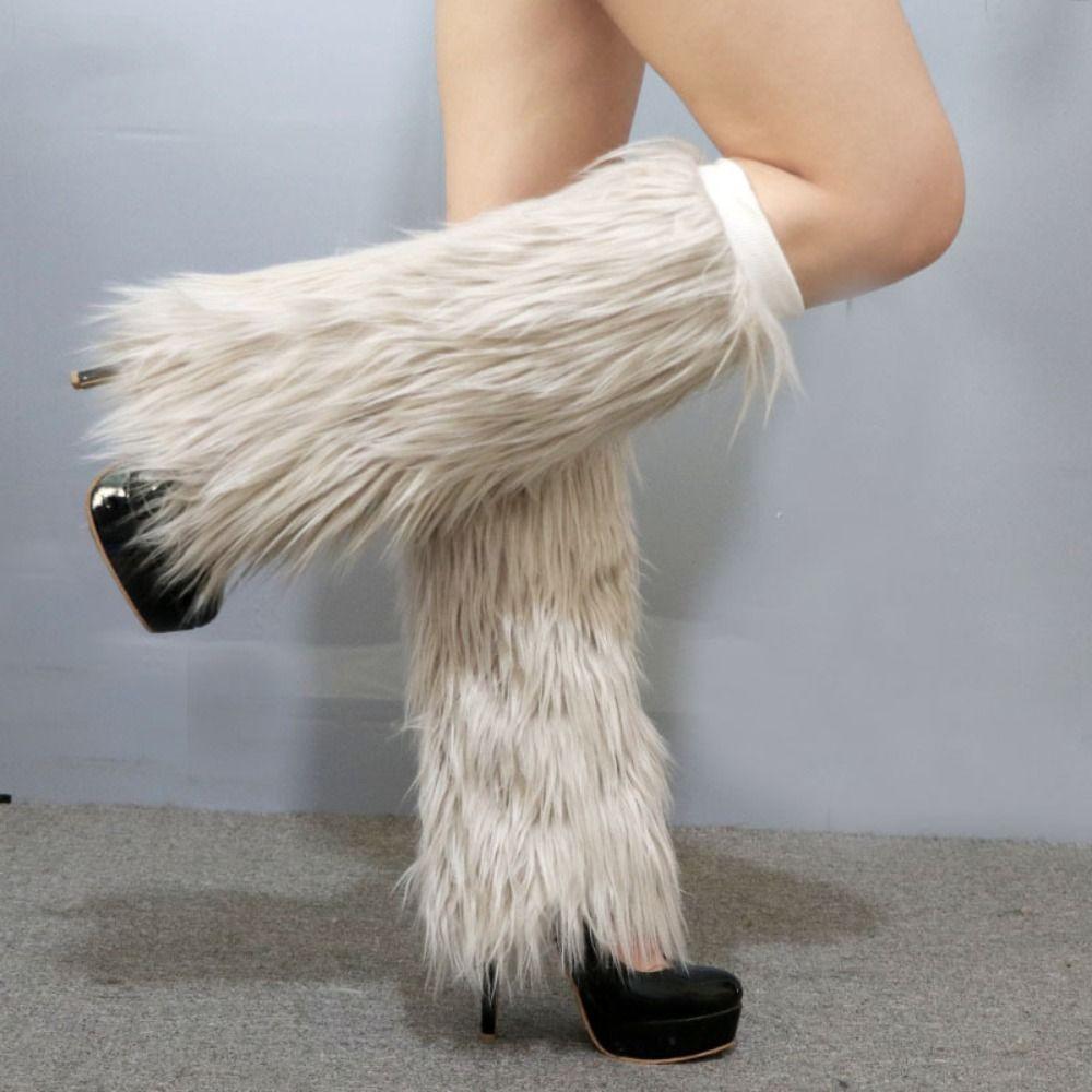 Faux Fur Lolita Boots Cover Japanese Style Knee High Girls Socks Long Tube Sock Cosplay Use