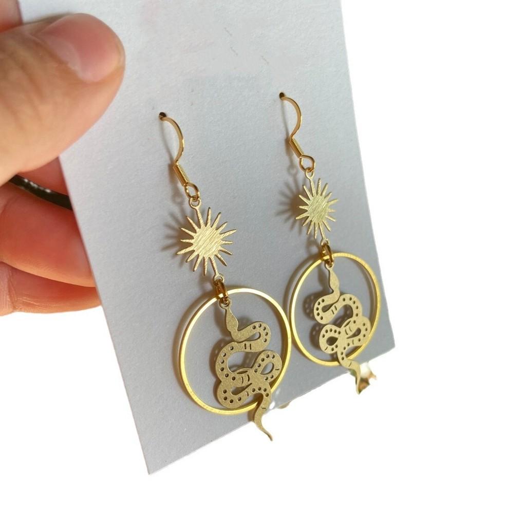 Handmade Boho Snake And Astrology Art Alloy Ear Jewelry For Women