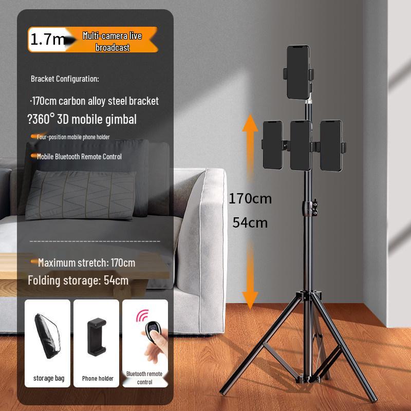 Carbon Steel Phone Stand with Fill Light for Live Streaming and Exam Prep