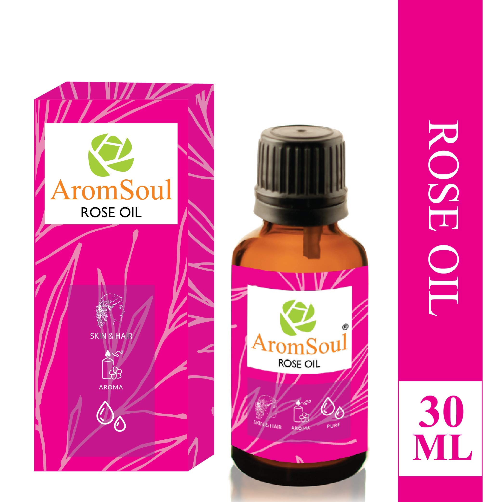 

AromSoul 100% Натуральное и Чистое Эфирное Масло Розы 30 мл (Масло розы) | Для ухода за кожей лица и волосами | Расслабление; Увеличение; Массаж; Свечение лица