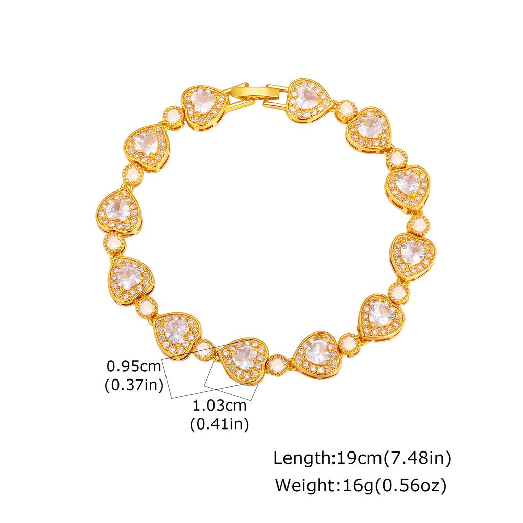 Glänzendes Metallarmband mit Zirkonia, 14K Goldplattiertes klobiges Gliederarmband zum Stapeln, Modischer Elegantes Schmuckstück für Frauen Mädchen Geschenk