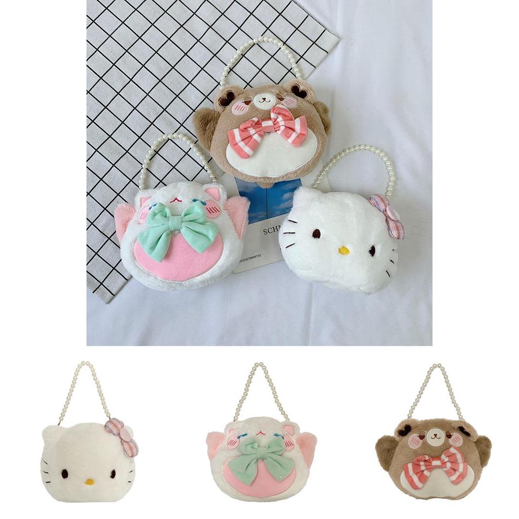 Hello Kitty Sheep Bear Plush Coin Purse With Zipper Closure For Kids And Girls