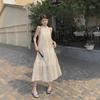 Neck Dress Women's Summer New French Off-the-shoulder Coffee Break Seaside Vacation Dress Shows Thin Temperament Super Fairy