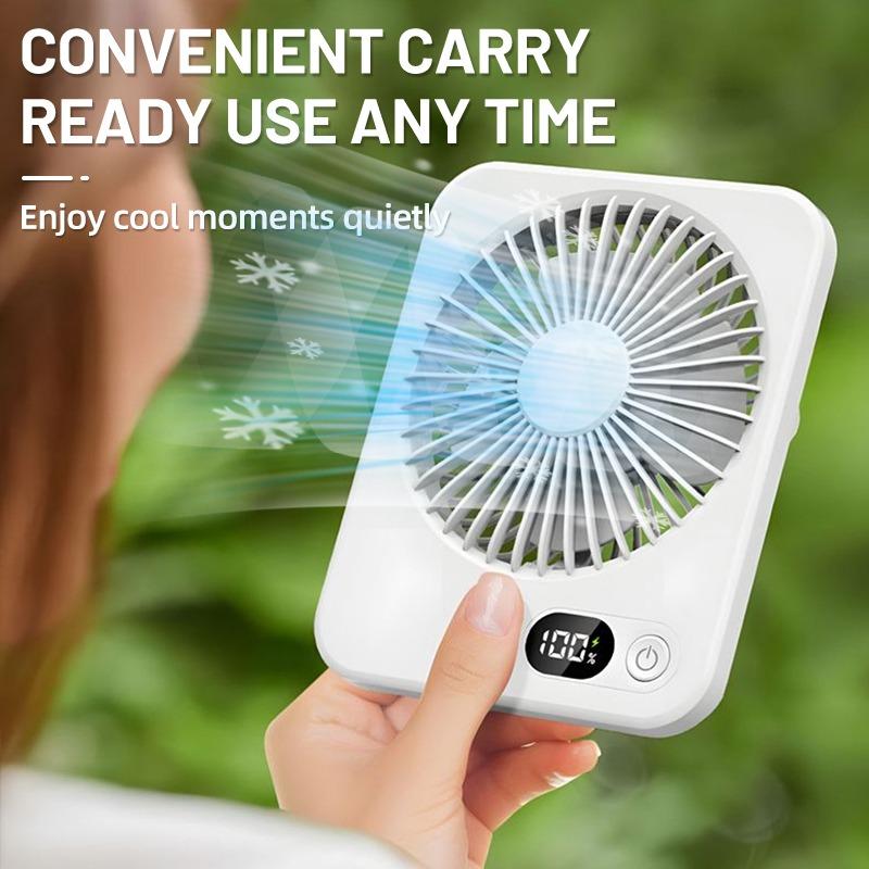 Portable Desktop Mini Handheld Mute Table Fan With Power Display 5 Speeds Adjustable Cooling Foldable Desk Fan