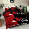 King Queen's Pattern 3D Print Quilt Cover Black Red Color Match Bedding Set Soft Comfortable Home Textile Duvet Cover Pillowcase