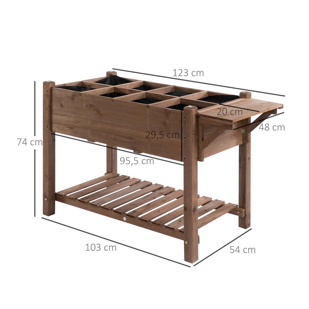 Raised Bed Planter Box With 8 Divided Grids Foldable Shelf Flower Box Flower Pot Herb Garden Solid Wood Brown 123 X 54 X 80 Cm
