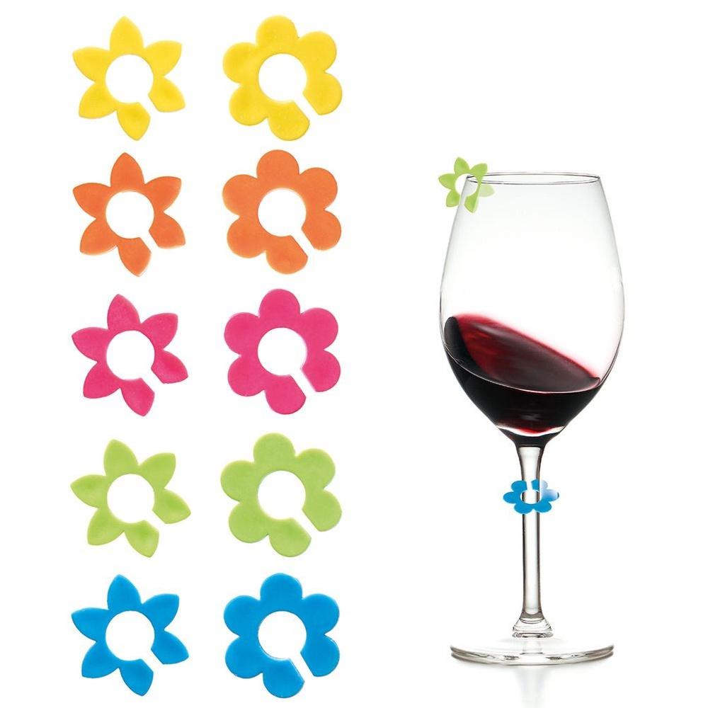 Markers for glasses and tumblers, flowers, 10 pcs.