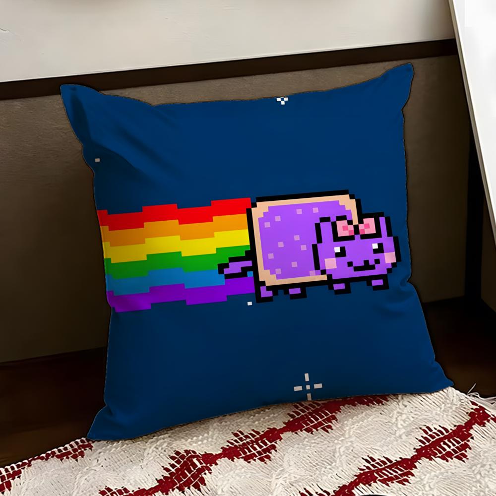 Nyan Cat Cushion Cover Reversible Soft Durable Pillow Cover Home  Car MultiScene Use for Daily Comfort