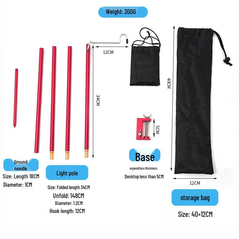 Ultra-Light Portable Aluminum Camping Table with Foldable Lantern Stand