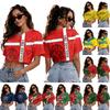 Women's V-Neck Short Sleeve T-Shirt with Soccer Star Print