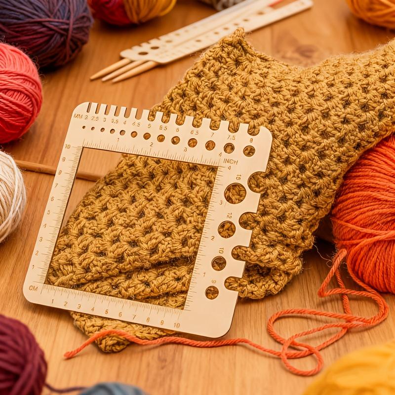 Wood Knitting Needle Gauge Square Ruler Embroidery Thread Bobbins Floss For Spinners Yarn Measuring Tools Sewing Supplies