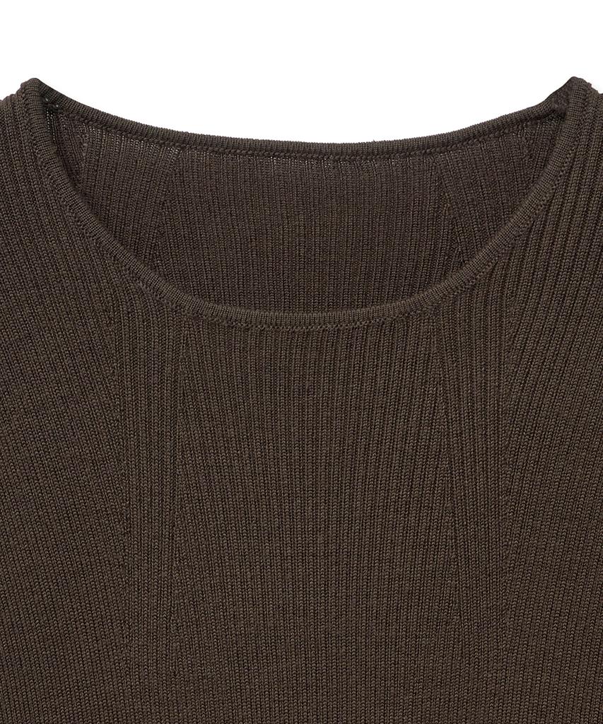 NOIRER Micro Ribbed Square Neck Knit (Deep Brown)