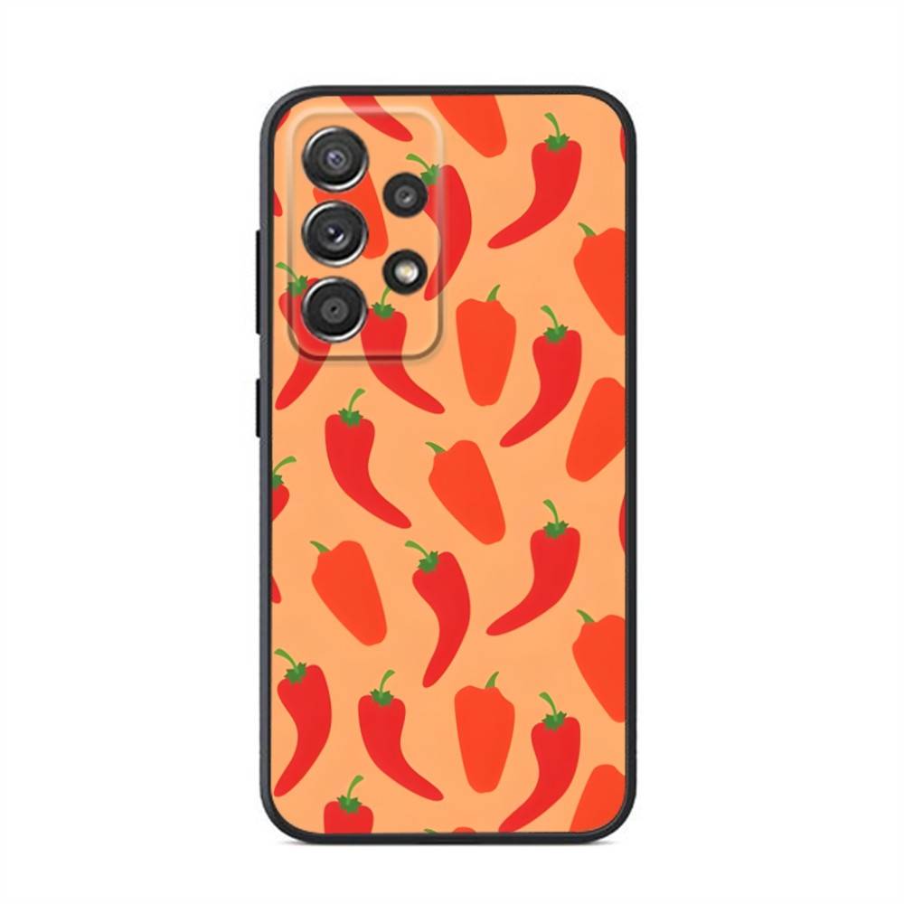 Spicy Red Chili Peppers Phone Case For Samsung S24,21,22,23,30,Ultra,20,Plus,Note,10,9,Black soft silicone case