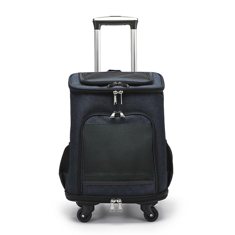 Portable Cat Travel Bag on Wheels Large Capacity Pet Carrier for Summer Breathable Mesh Kitten Backpack Lightweight Cat Trolley