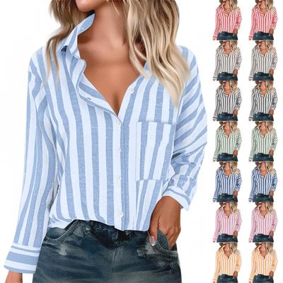 Women's Striped Button Down Shirt Long Sleeve Casual Shirt