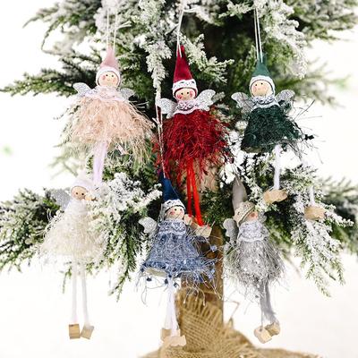 Weihnachtsdekoration Artikel Plüschmädchen Bein Hängender Anhänger Kreativ Neu Kleiner Engel Hängender Anhänger Puppenanhänger