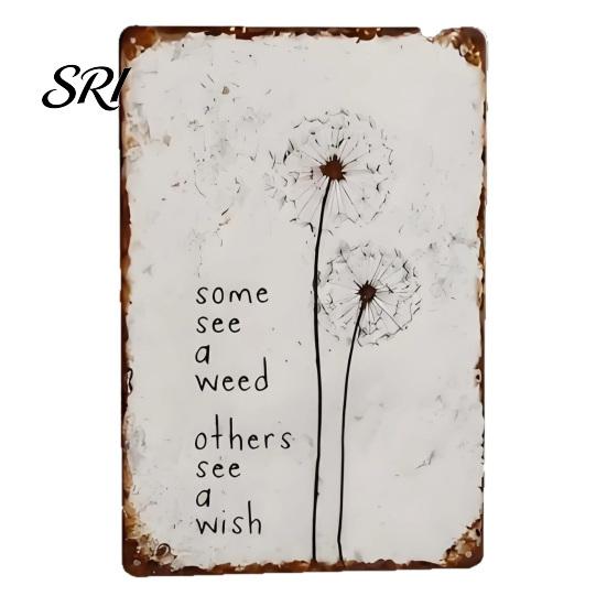 Living Room Dandelion Sign Metal Wall Decoration Vintage Rusty Wish Theme Decor Art Indoor Outdoor Home Office Decorative