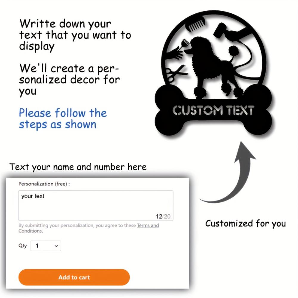 Poodle Metal Wall Art Custom Personalized Dog Sign Pet Salon Home Decor