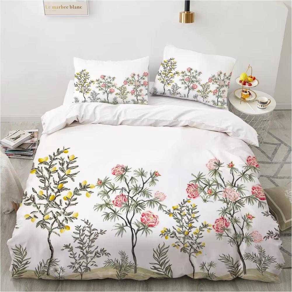 

Light Luxury Flower High-End Duvet Cover Large King Size Retro Style Bedding 3 Piece Set Soft And Comfortable Skin-Friendly EU Single(135x200cm)