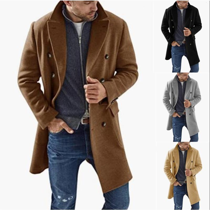 Autumn and Winter Woolen Men's Warm and Thickened Coat