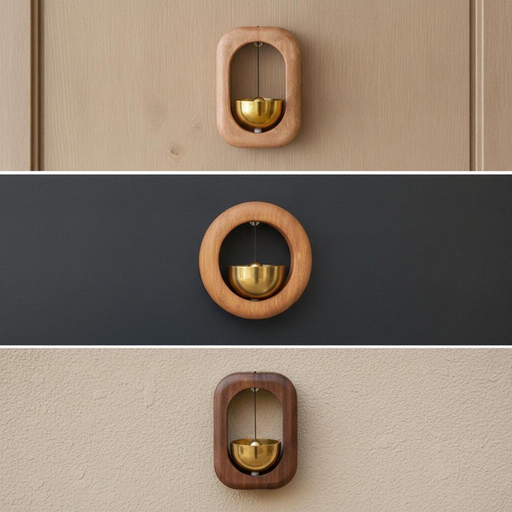 Wooden Door Chime with Metal Bell Small Entry Notification Gentle