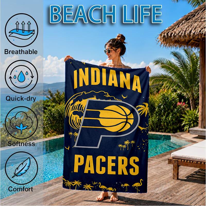 Pacers Basketball Team  Beach Towel, Microfiber Beach Towel, Perfect For Pool, Beach, Travel, Home Decor Beach Party Fan gifts