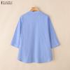ZANZEA Women Casual V-Neck Solid Color Loose 3/4 Sleeve Cotton Blouse