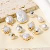 3pcs Real Natural Shell Pendants For Jewelry Making Supplies Geometric Round Cross Star Pearl Charm DIY 304 Stainless Steel Ring