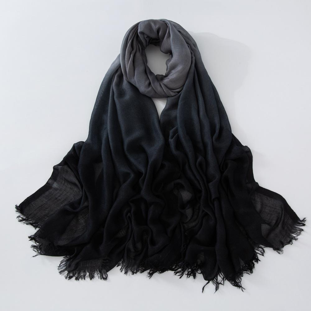 Autumn And Winter Tie-Dye Human Cotton Segment-Dyed Scarf Bamboo Cotton Two-Color Beach Outdoor Sports Sunscreen Silk Scarf Shawl