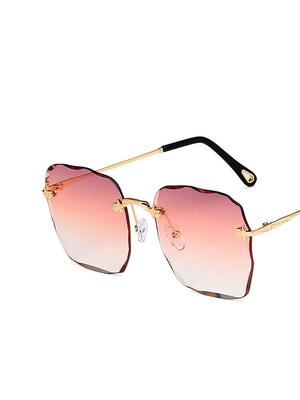 Durable Metal Metal Rectangular Sun Glasses Glasses Ladies Design Gradient Trendy Sun Eyeglasses Female Rimless Irregular Rectangle Glasses Oculos