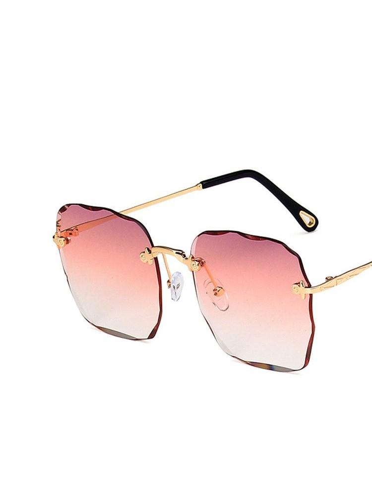 Metal Square Sunglasses Women Brand Design Gradient Fashion Sun Glasses Female Rimless Irregular Rectangle Glasses