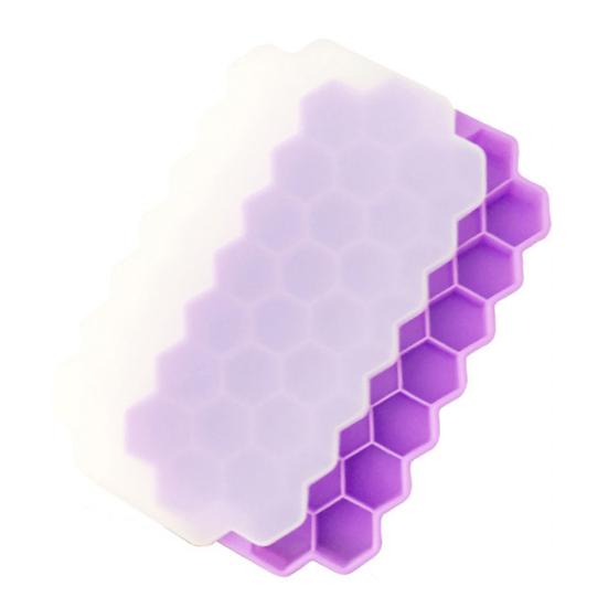 37 Cavity Honeycomb Ice Tray BPA-Free Slow-Melt Reusable Small Ice Mold with Lid Easy Release Silicone Ice Cube Maker for Freezer