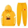 Mens Hooded Long Sleeve Streetwear Sweatshirt Set Casual Oversized Cotton Blend Tracksuit Fall
