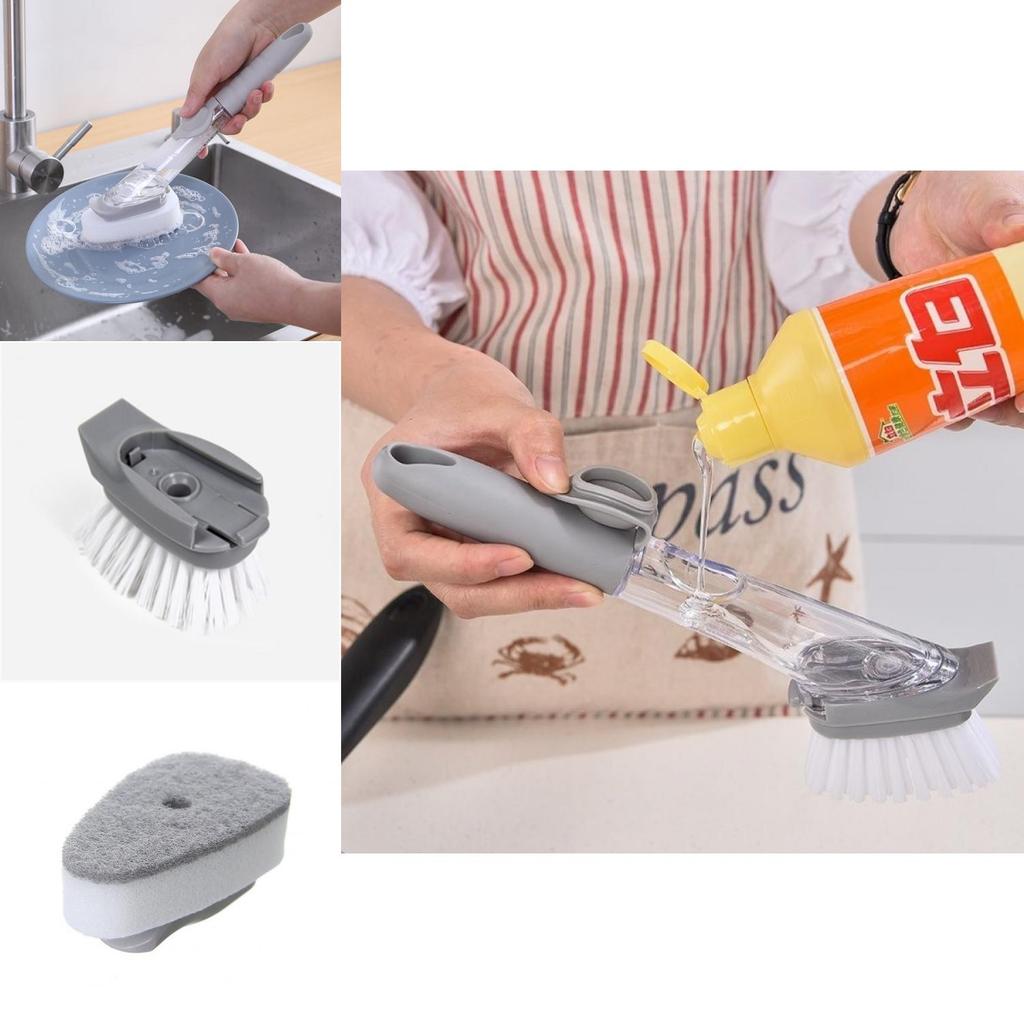 Hassle-free Pot Cleaning With Liquid Dispensing Brush
