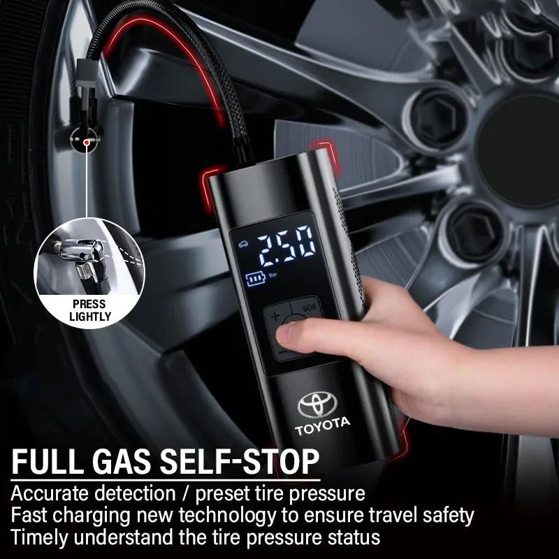 1Pcs Car Tire Inflator Smart Digital Inflatable Pump Emblem Accessories For Toyota TRD Corolla Yaris Rav4 Avensis Auris Camry