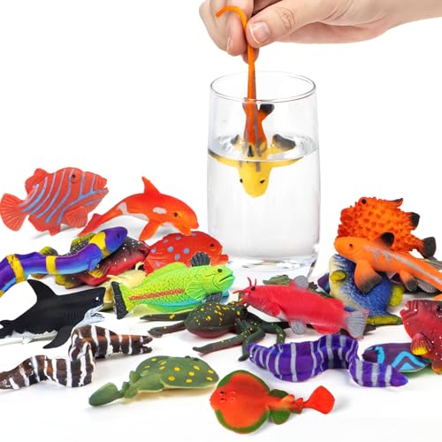 

Color-Changing Sea Animal Toys, Color-Changing Sea Animal Figures, Mildew-Free Bath Toys, Toddler/Kids Toys/Water Table Toys, Rubber Floating Fish Toy