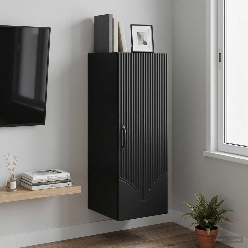 Wall Mounted Cabinet Black 33 x 34.5 x 90 cm Engineered Wood