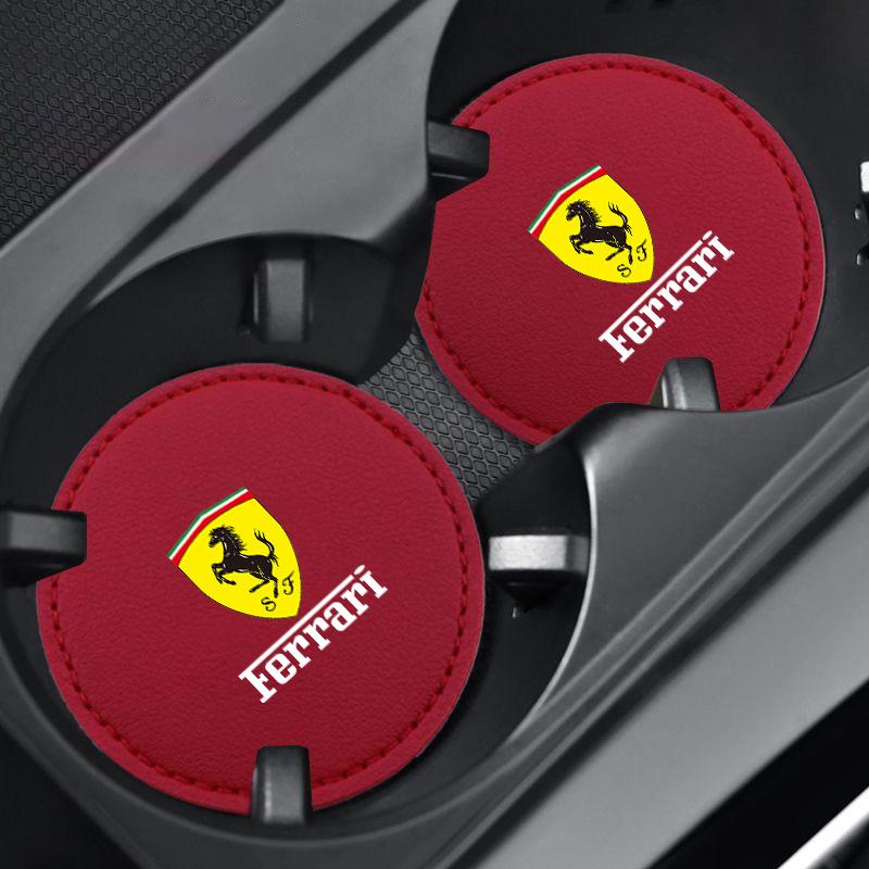 2PCS Car Styling Coaster Non-Slip Water Cup Mat Anti-Slip Pad For Ferrari 308 GT4 328 GTB GTS F355 360 Modena F430 458ltalia 488 ZX2