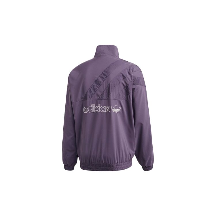 Adidas Originals Trefoil Logo Print Stand Collar Sports Jacket Men Jackets Purple GL6157