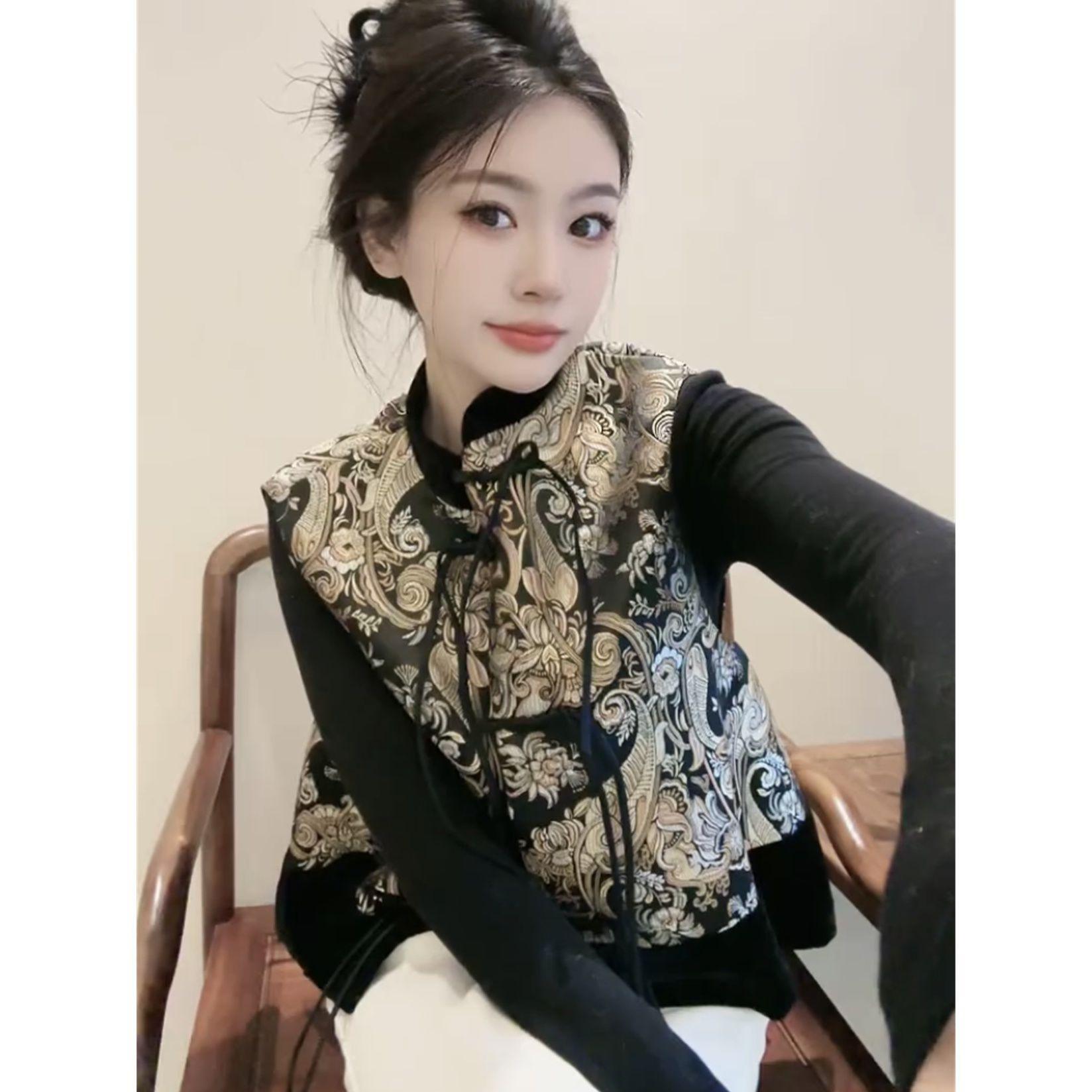 

Ретро жаккардовый жилет с бахромой, высококачественный новый жилет 3XL (recommended 138-75kg)