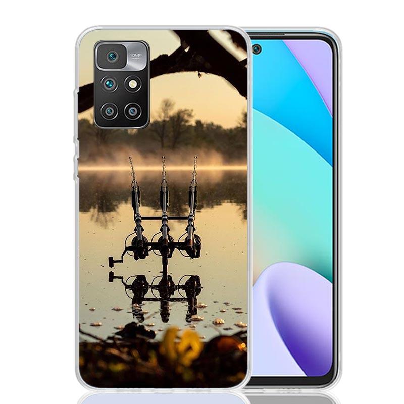 Carp Fish Fishing Rod Hook Phone Case For Xiaomi 14C 13C 12C 13 12 10 10A 10C 9 9A 9C 9T 8 8A 7 7A 6 6A K70 Pro K60 K40 K20 14C