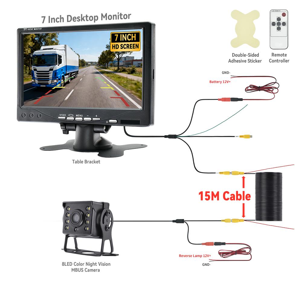 KTYDKP Car Rear View Camera For Truck Parking HD Monitor Trailer 9-36V LED Waterproof Camera with 7" Screen Easy Installation