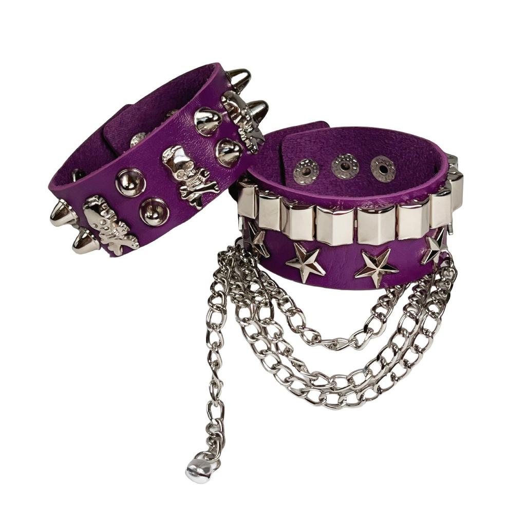 European & American Multi-layer Leather Skull Rivet Punk Bracelet
